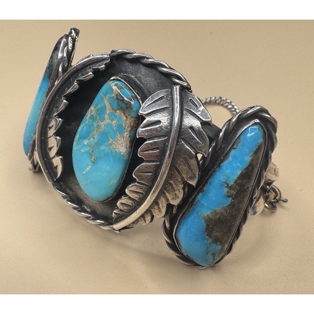 ME Navajo Turquoise Silver Cuff Bracelet Attributed Mary E Tsosie 37.05g